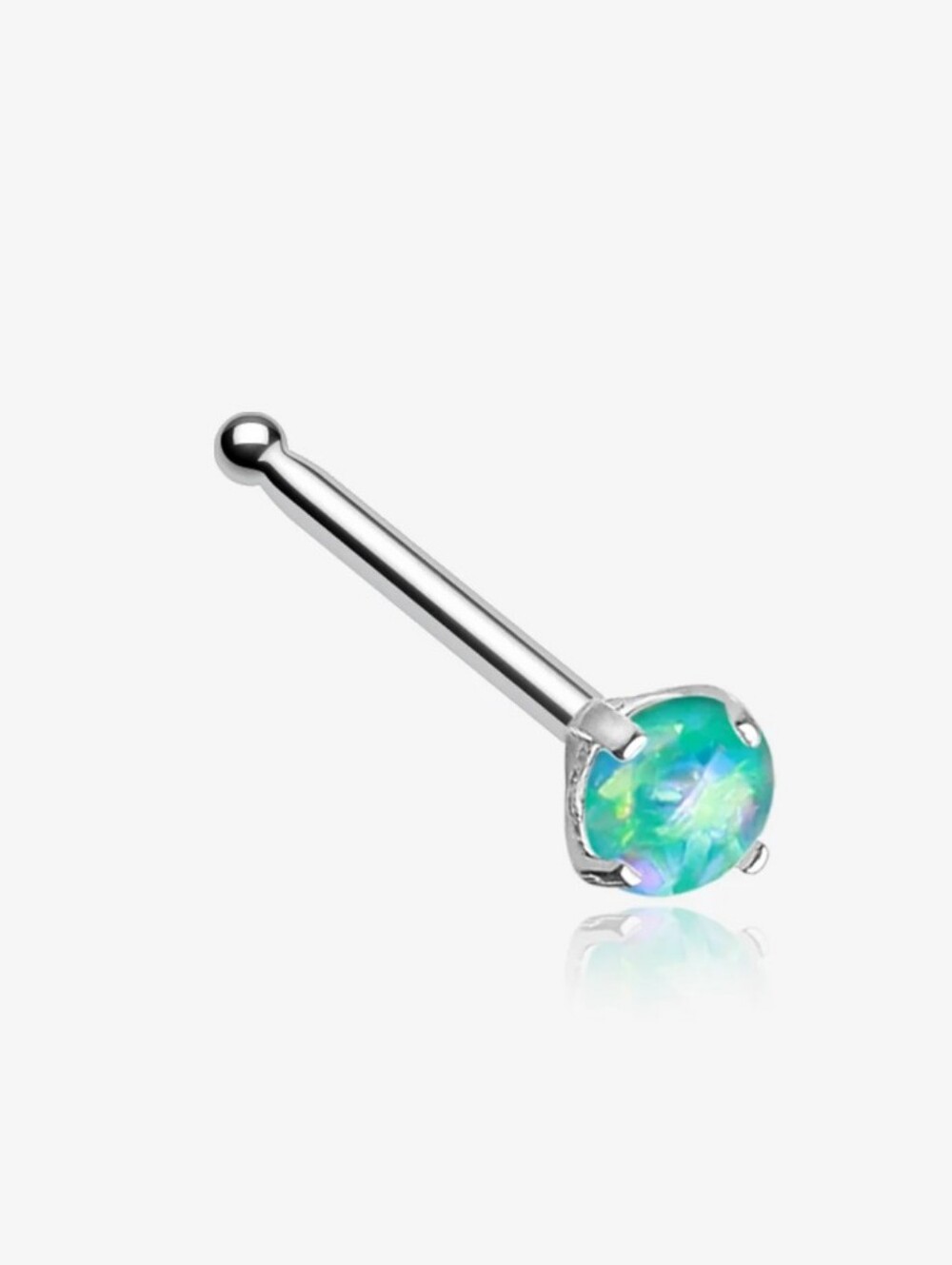 Opal Sparkle Prong Set Nose Stud Ring